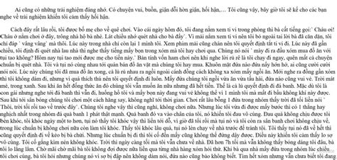 Hãy Kể Lại Một Trải Nghiệm Đáng Nhớ Của Bản Thân Em Với Người Thân