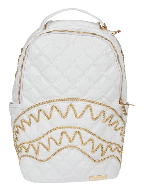 Sprayground White And Gold Backpack Modesens