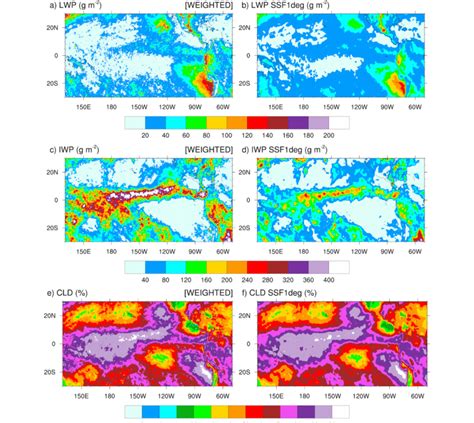 Monthly Mean Cloudy Area Weighted Cloud Liquid Water Path LWP Top