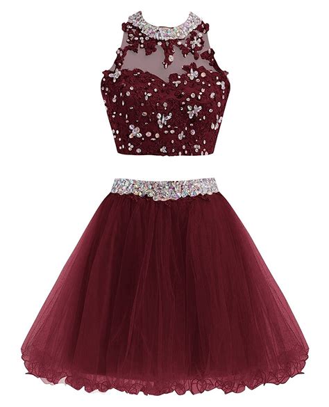 Momoai Two Piece Prom Dresses Short Beading Homecoming Ball Gowns M005