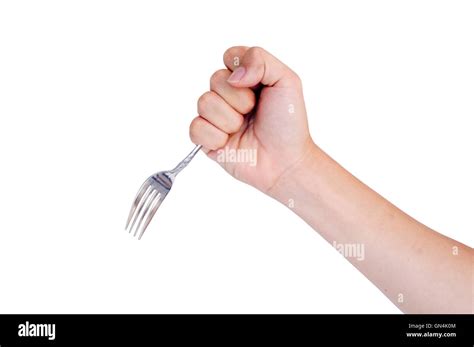 Hand Holding A Fork Stock Photo Alamy