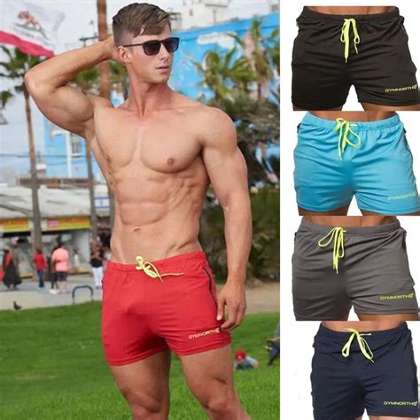 Solid Men Swimming Board Shorts Quick Dry Fitness Trunks Beach Swimwear