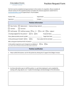 Fillable Online Position Request Change Form InstructionsHuman