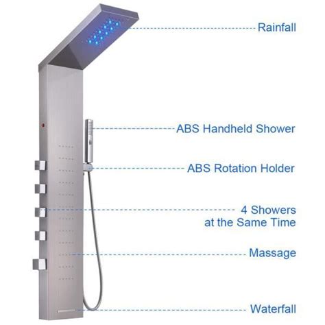 Ello Allo In Jet Shower Tower System With Led Rainfall Head Hand