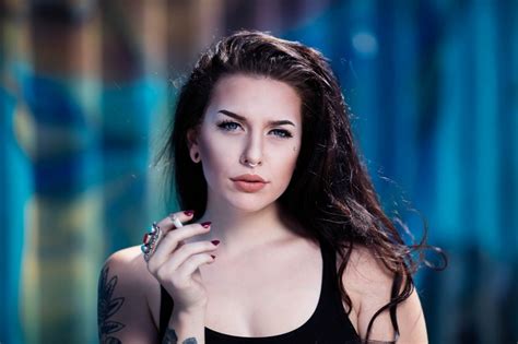 Brunette Women Tattoo Piercing Nose Rings Rare Gallery