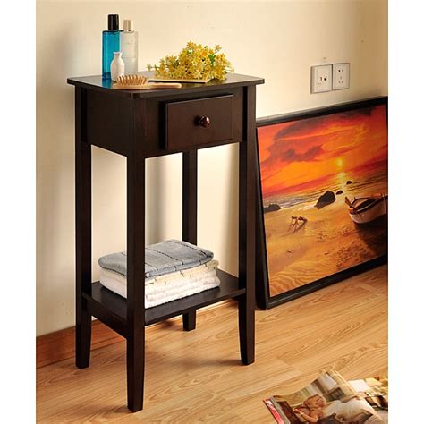 Modern Espresso Wood Side End Table with Drawer - 14056957 - Overstock ...