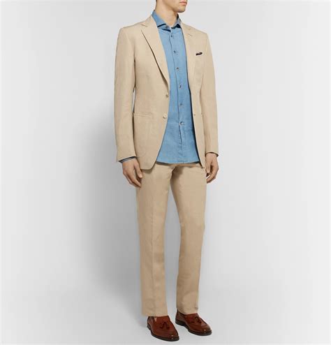 Tom Ford Sand O Connor Slim Fit Linen And Silk Blend Suit Trousers