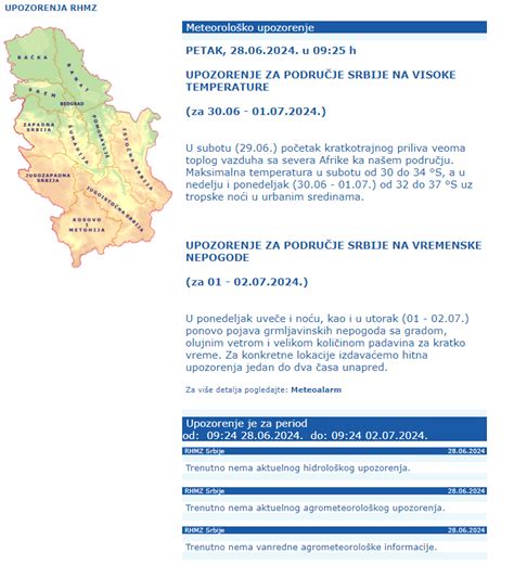 Rhmz Izdao Upozorenje Za Vikend Sti E Vazduh Sa Severa Afrike Cela