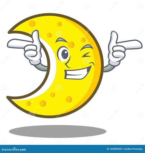 Wink Crescent Moon Character Cartoon Stock Vector Illustration Of