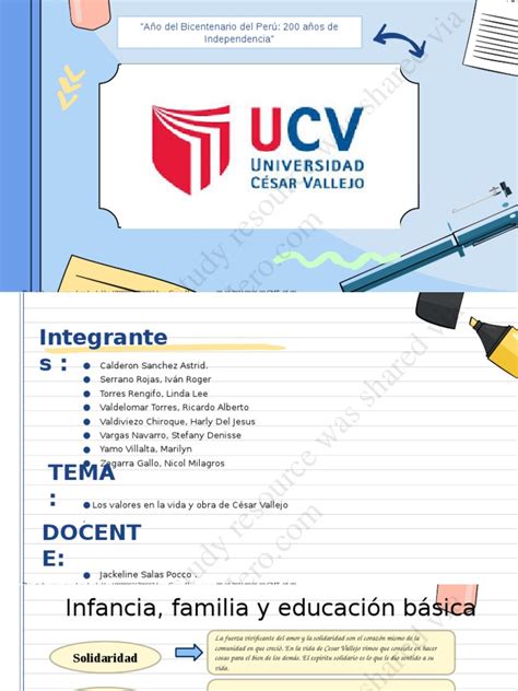 Los Valores En La Vida Y Obra De C Sar Vallejo Grupo 1 Pdf