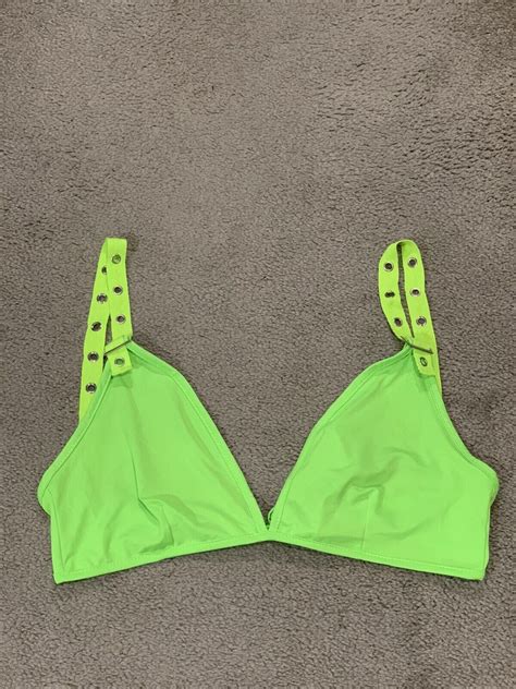 Neon Green Bikini Top Only Swimsuit Womens Size Medi Gem