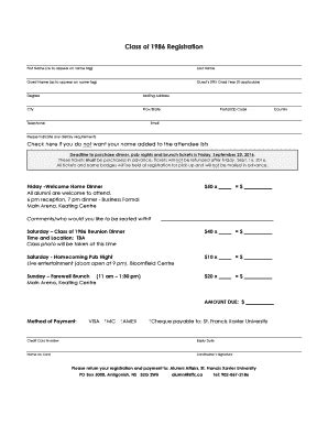 Fillable Online Class Of Registration Form Stfx Ca Fax Email