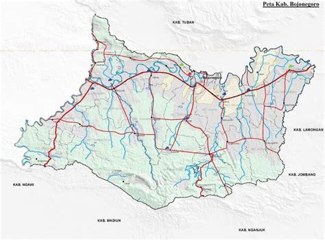 Peta Kabupaten Bojonegoro, Jawa Timur Lengkap dan Keterangannya