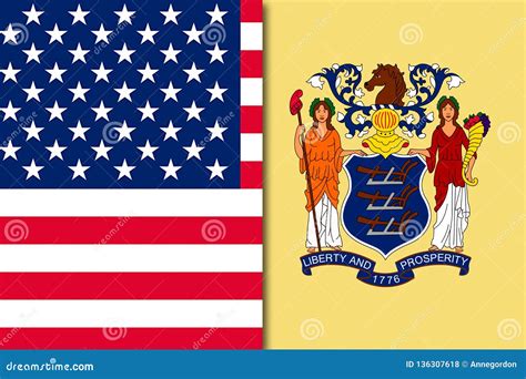 USA Flag With Flag Of New Jersey Stock Illustration Illustration Of