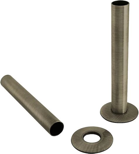 Rinse Bathrooms Pair Of 180mm Antique Brass Radiator Pipes And Pipe Collars Sleeves Diy At Bandq