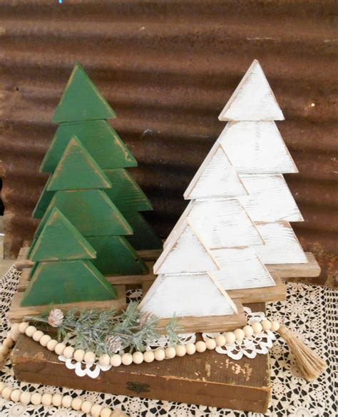 Rustic Wood Christmas Tree Set of 3 Farmhouse Trees Rustic | Etsy