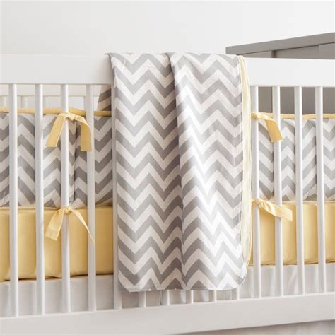 Gray And Yellow Zig Zag Crib Blanket Crib Bedding Boy Baby Crib