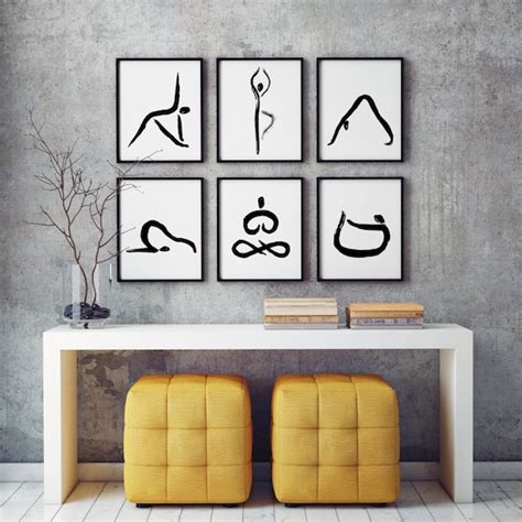 Yoga Poses Art Set Of Yoga Studio Decor Yoga Art Print Set Etsy