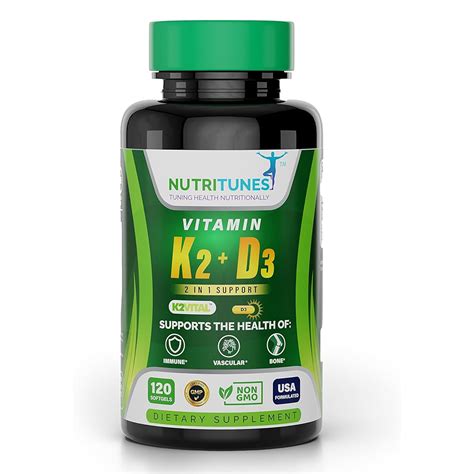 K2(100mg) + D3(5000IU) Vitamins | Supports Cardiovascular, Immune, and – NUTRITUNES