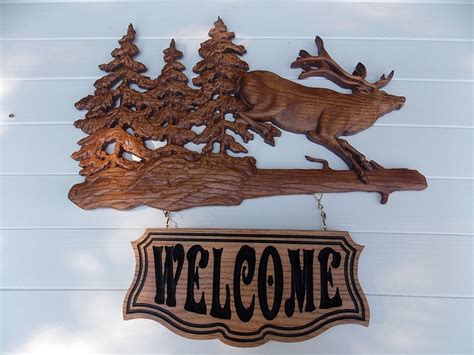 Elk Welcome Sign Rustic Cabin Decor Elk Wood Elk Wall Etsy