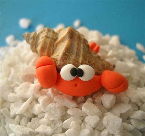 Hermit Crab With Polymer Clay And A Real Shell Clay Creations