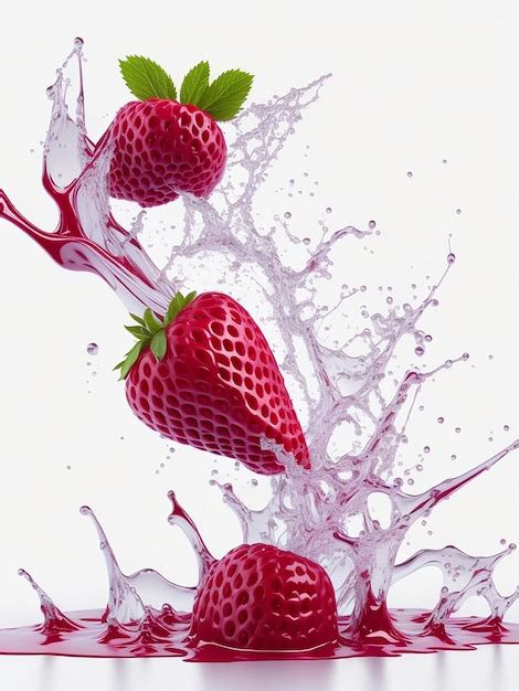 Premium Photo Raspberries In Juice Splash Isolated On A White And