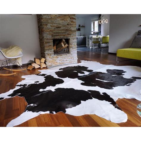 Black And White Brazilian Cowhide Rug Xl Natural Suede Leather