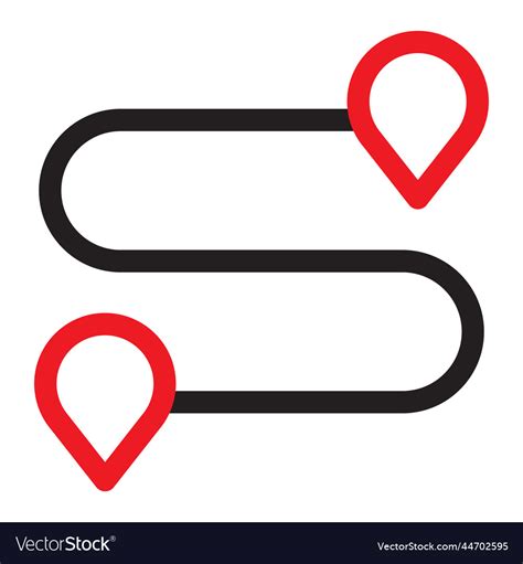 Route And Pin Location Line Icon Road With Map Vector Image