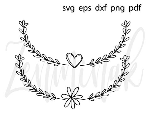 Doodle Wreath Svg Simple Heart Half Wreath Svg Modern Floral Etsy