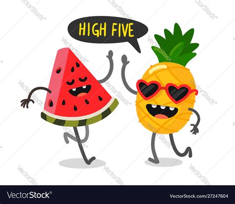 Cute Fruit Watermelon And Pineapple Royalty Free Vector