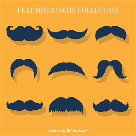 Diferentes estilos de bigodes em estilo plano Vetor Grátis