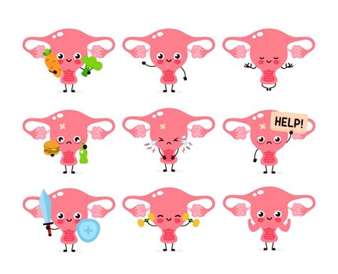 Premium Vector Cute Healthy Happy Women Uterus Organ Character Set Collection