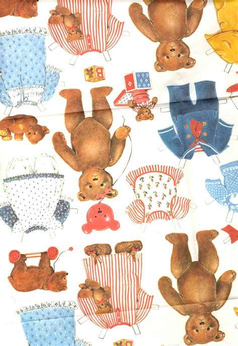 Miss Missy Paper Dolls Teddy Bear Wrapping Paper