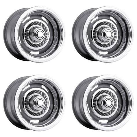 Set 4 15 Vision 55 Rally Silver Wheels 15x5 5x4 5 5x4 75 6mm Ford Chevy 5 Lug Visionmuscle In