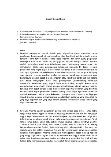 solution sejarah revolusi dunia studypool