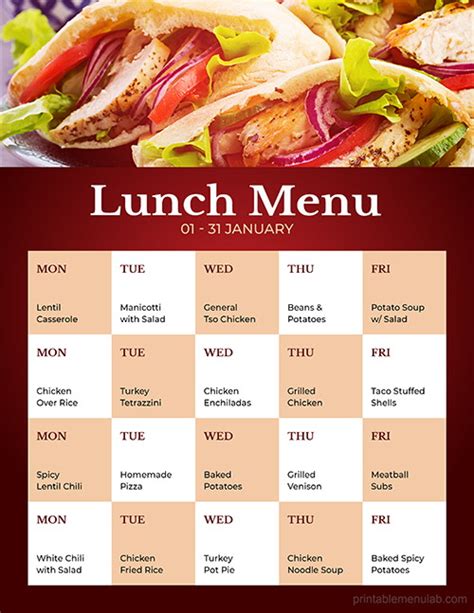 Free 8 Editable Monthly Menu Planner Templates For Ms Word