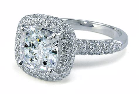 Aberdeen 2 5 Carat Cushion Cut Cubic Zirconia Micro Pave Halo