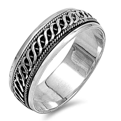 Sterling Silver Oxidize Finish Celtic Design Spinner Ring Size 6 To