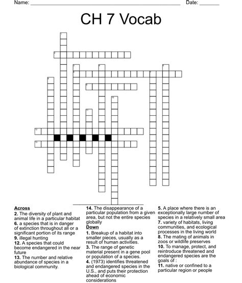 Ch Vocab Crossword Wordmint