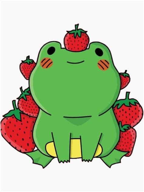 Strawberry Frog Kawaii Sticker For Sale By Heartsforpaws Redbubble