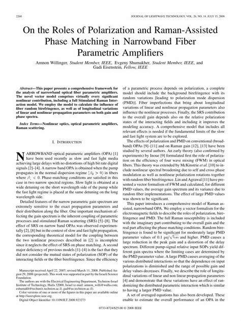 Pdf On The Roles Of Polarization And Raman Assisted Phase Matching In