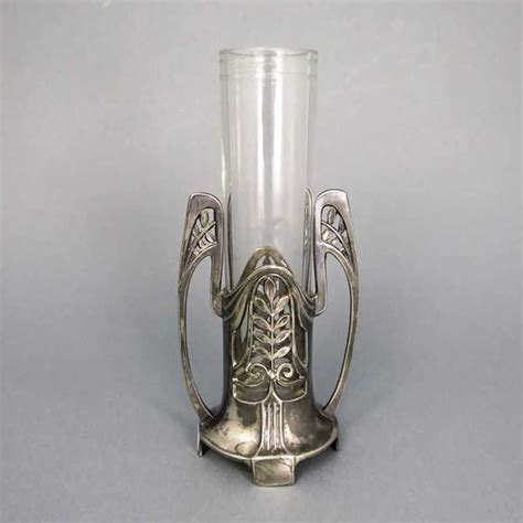 Jugendstil Vase WMF Versilbertes Zinn Und Glas 160 00 Vase