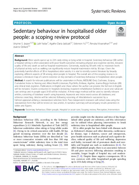 Pdf Sedentary Behaviour In Hospitalised Older People A Scoping