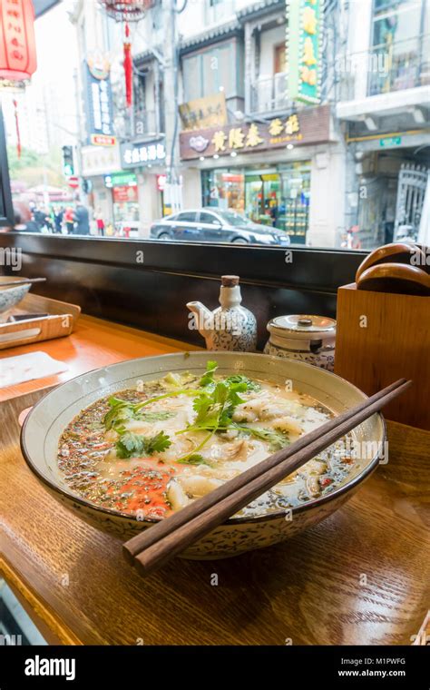 Enjoying Traditional Shanghai Noodle Soup Stock Photo Alamy