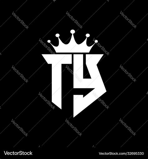 Ty Logo Monogram Shield Shape With Crown Design Vector Image