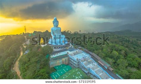 Aerial Photography Sunset Phukets Big Buddha Stock Photo