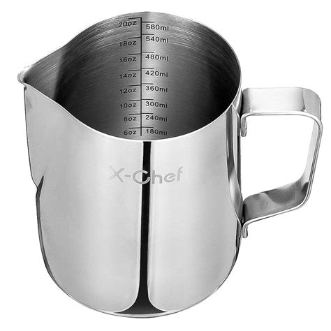 Milk Pitcher X Chef Stainless Steel Creamer Frothing Pitcher 20 Oz 600 Ml Ebay