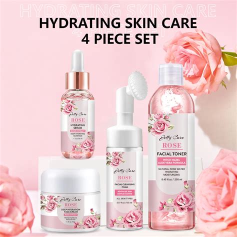 Custom Natural Rose Skin Care Set Facial Lightening Cream Face Serum