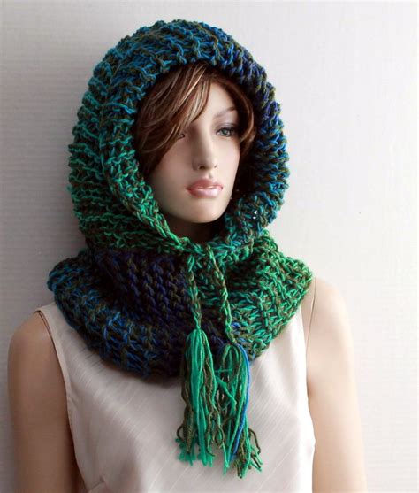 Hooded Cowl Hooded Scarves Pixie Hood Oversized Hood Chunky Etsy