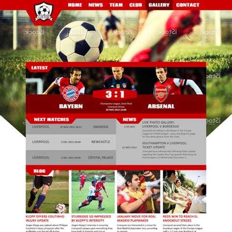 Create A Beautiful Footballsoccer Club Homepage Design Web Page Design